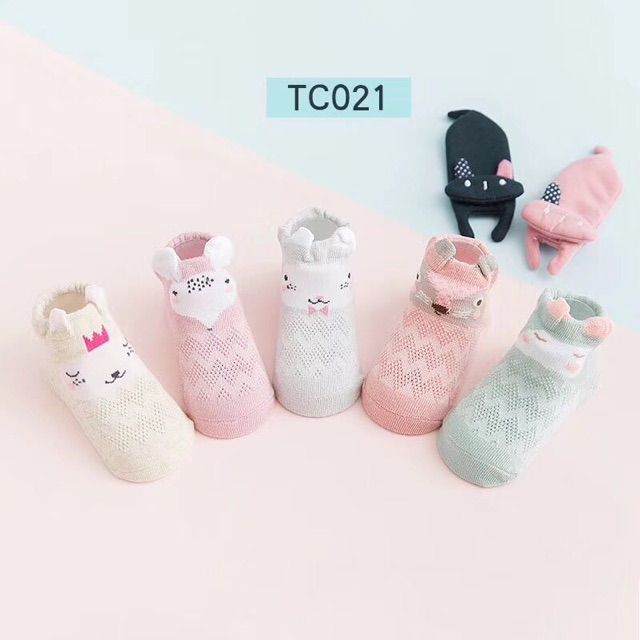 Tất lưới hình thú Tiny cho bé 0-12m set 5 đôi [ babyboo]