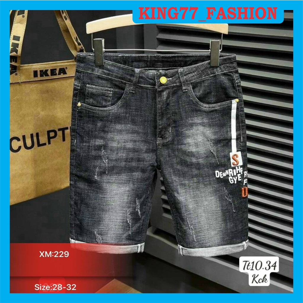 Quần short jean nam CAO CẤP vá da chất jean co dãn mẫu mới hot trend