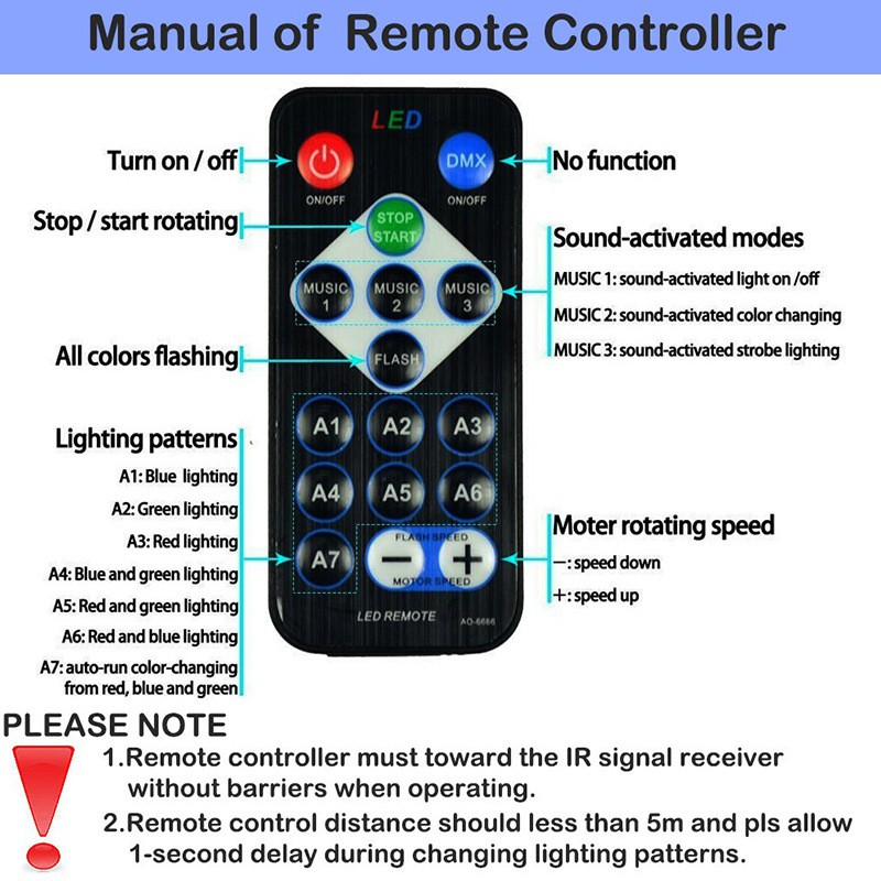 Đèn Led Xoay 7 Màu Cảm Ứng Theo Nhạc + Kèm Remove Điều Khiển