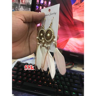 bông tai lông vũ đen đẹp