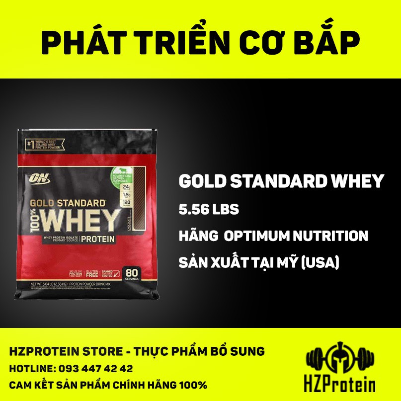 Optimum Nutrition Gold Standard 100% Whey Protein - Sữa tăng cơ bắp chất lượng (2.56kg)