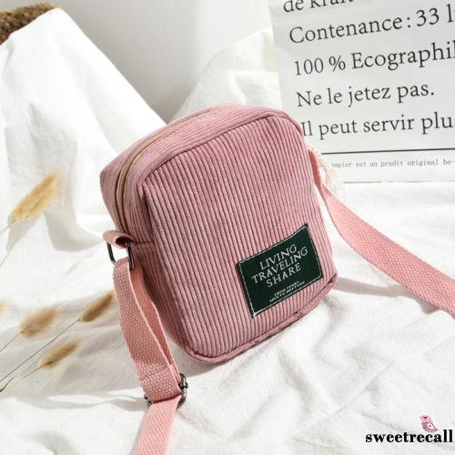 Túi đeo chéo/đeo vai vải nhung sọc mini thời trang nữ