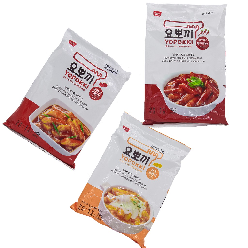 Combo 3 vị: Phomai, cay ngọt, siêu cay - Bánh gạo Hàn Quốc Yopokki gói nhỏ 120g/ gói Tokpokki