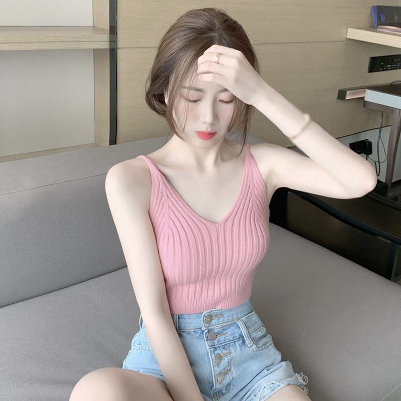 Áo Croptop Sát Nách Màu Sắc Đơn Giản Thiết Kế Ôm Sát Tôn Dáng