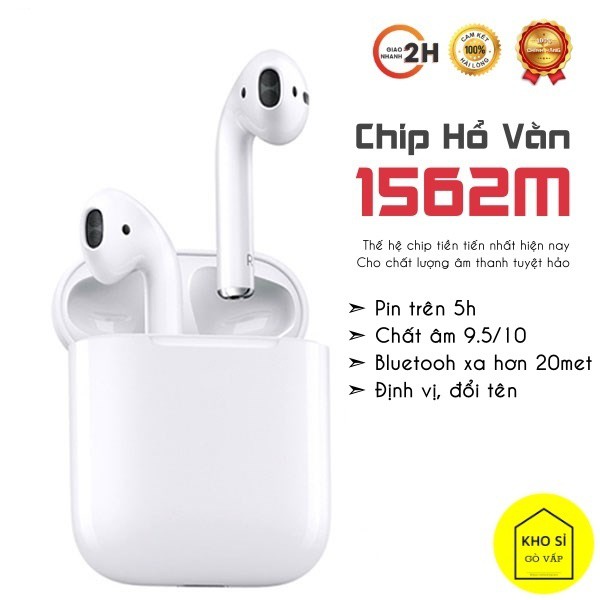 Airpods 2 - Tai nghe bluetooth Airpods 2 chip Hổ Vằn 1562 pin 15 tiếng phiên bản cao cấp nhất - Bảo hành 3 tháng 1 đổi 1