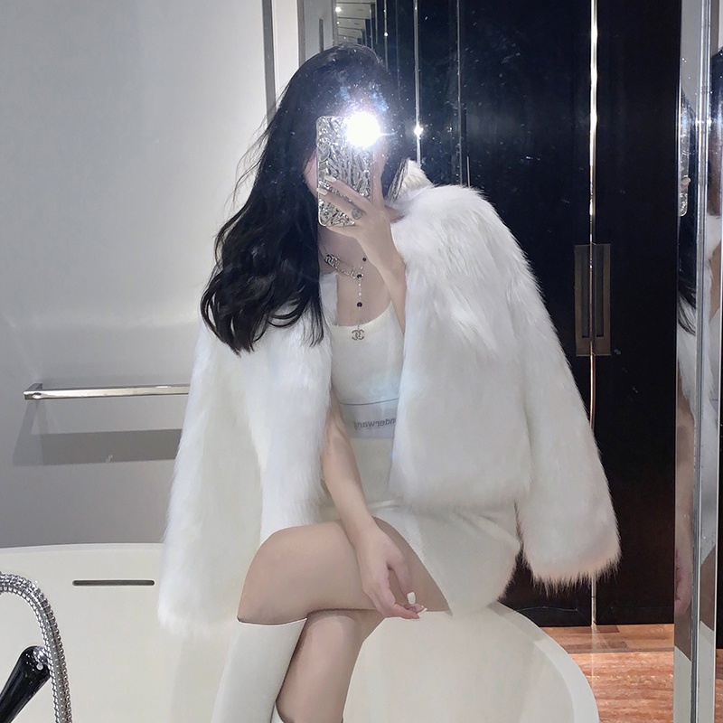 Áo Khoác Lông Cáo Nhân Tạo Dáng Ngắn Thời Trang Mùa Đông 2022