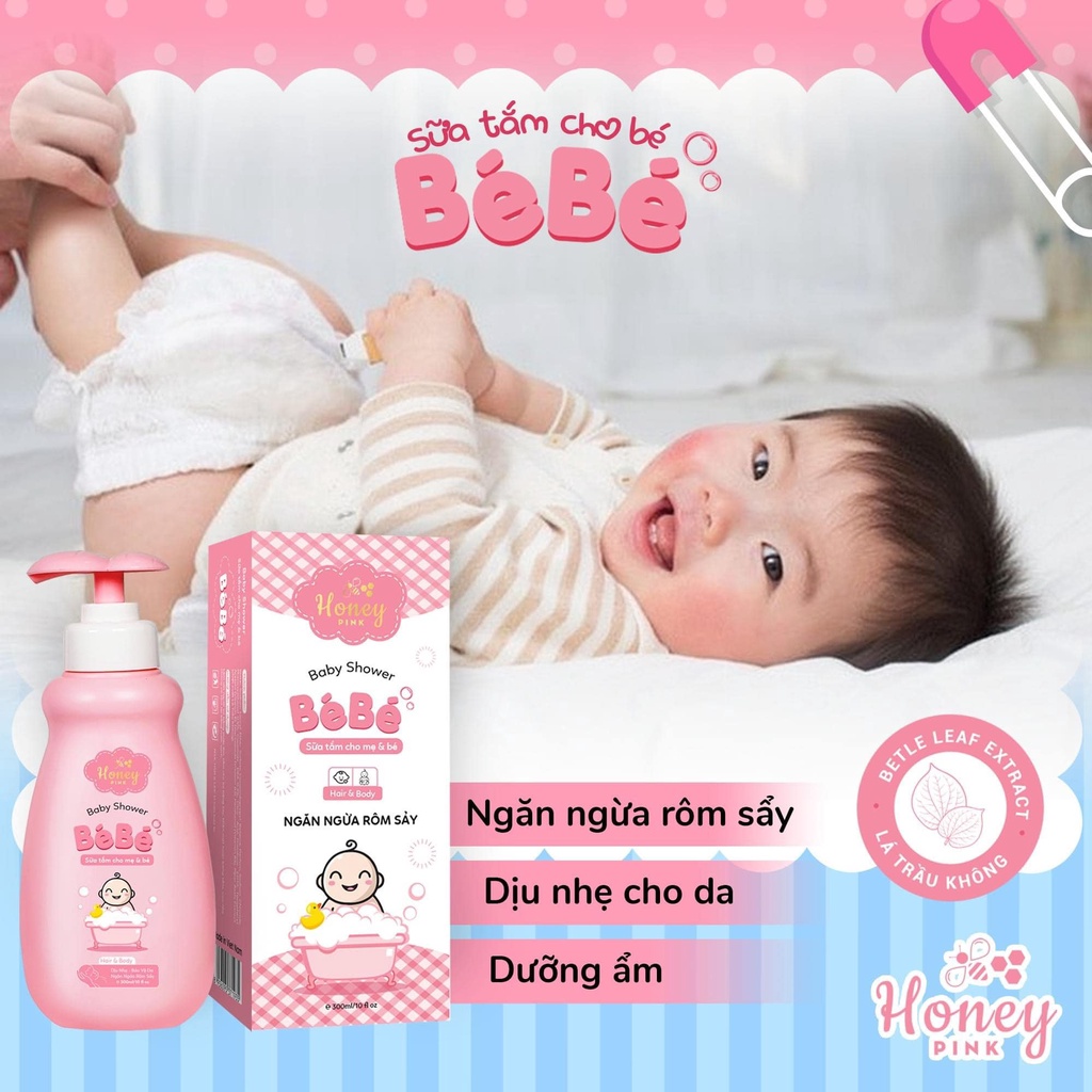 SỮA TẮM VÀ GỘI CHO BÉ BEBE HONEY PINK 300ML CHÍNH HÃNG - 10498