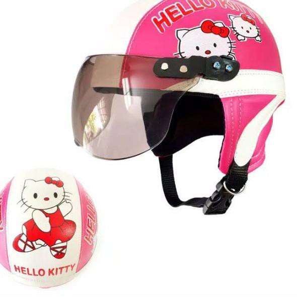 Mũ Bảo Hiểm Hình Hello Kitty Dễ Thương Cho Bé Từ 2-5 Tuổi