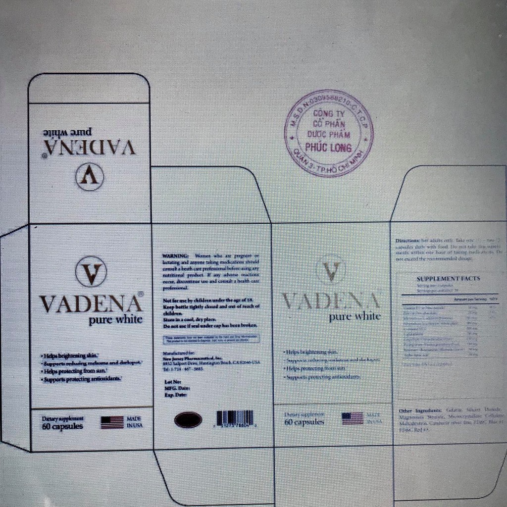 (HÀNG CHÍNH HÃNG Làn Da Đẹp) - VADENA PURE WHITE - Viên uống chống nắng sáng da | BigBuy360 - bigbuy360.vn