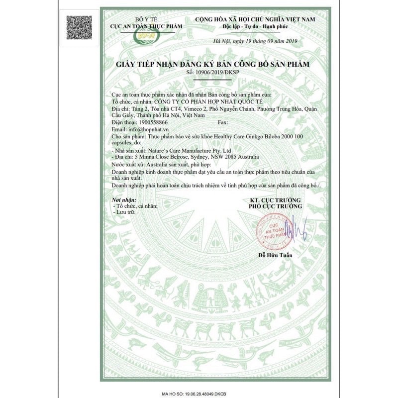 BỔ NÃO HEALTHYCARE GINKO ÚC