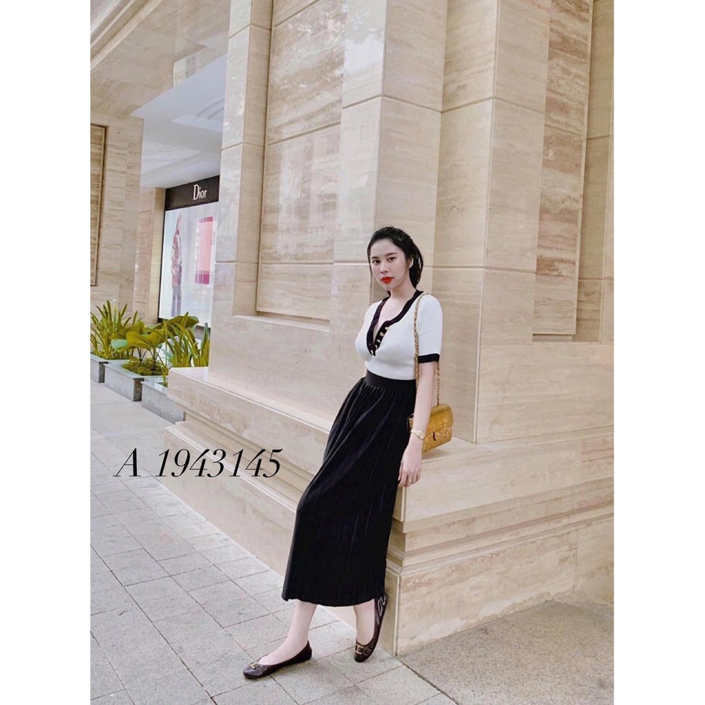 G02. 308. ÁO LEN TAY NGẮN CỔ TIM KHUY | BigBuy360 - bigbuy360.vn