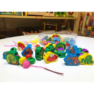 Đồ chơi xâu hạt, xỏ dây nhiều chủ đề động vật và số cho bé vui học, đồ chơi vận động tinh cho bé