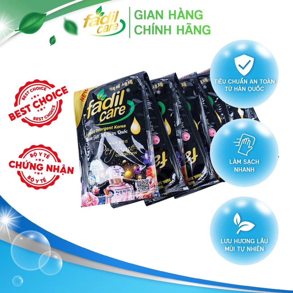 Nước giặt xả quần áo Fadil Care Hàn Quốc Giặt cả máy cửa trước, đồ em bé Can3,6l