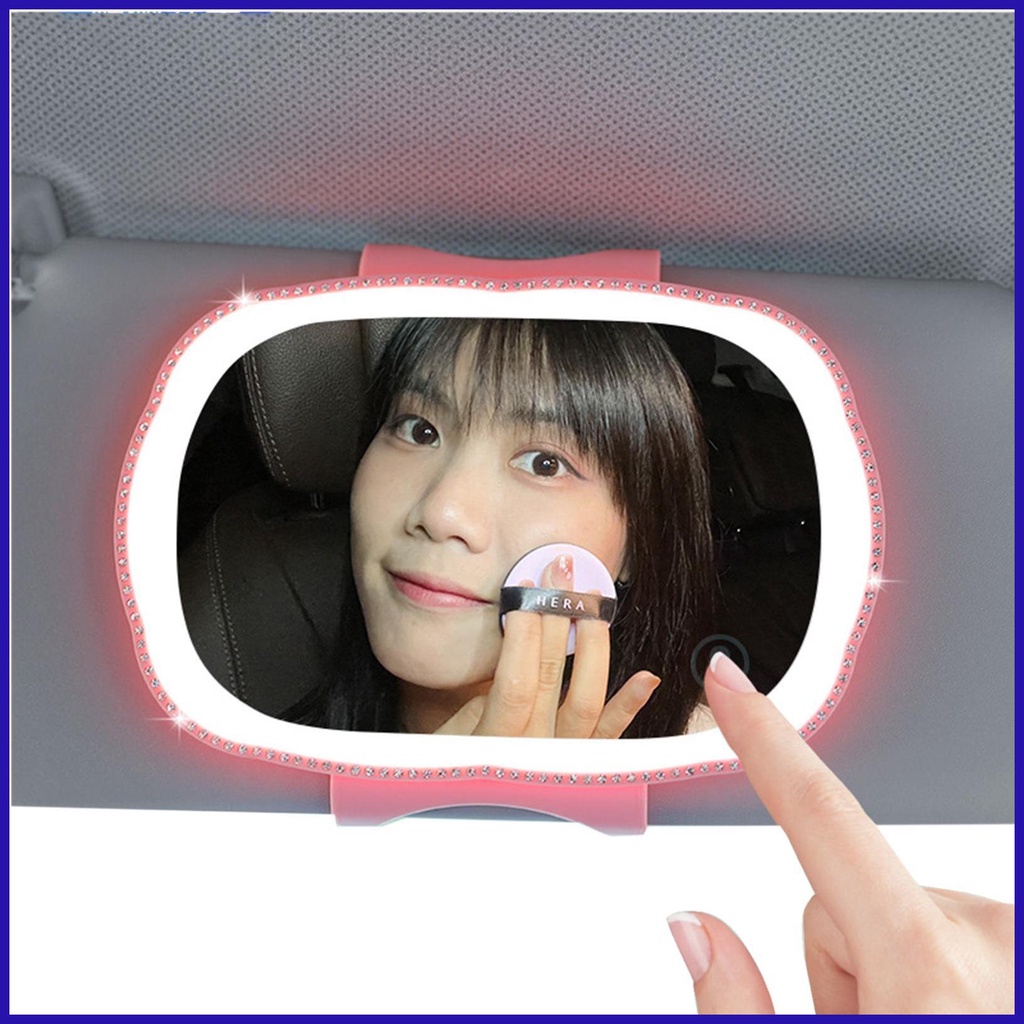 Gương Trang Điểm Có Thể Điều Chỉnh Độ Sáng Và Chạm Màn Hình Cảm Ứng Có Kẹp Gắn Phía Sau Xe Hơi