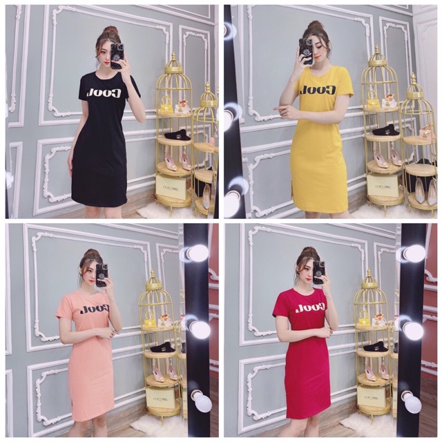 Đầm thun thái dáng dài phom rộng