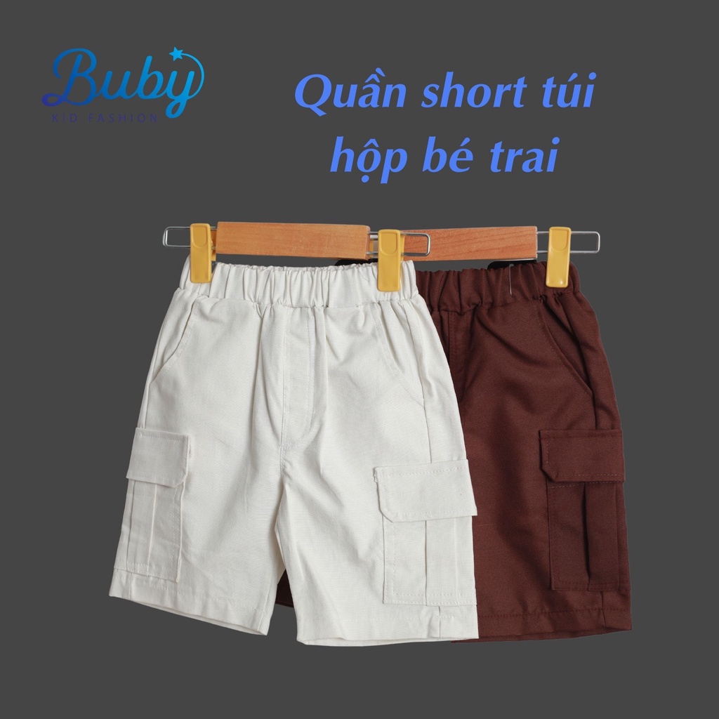 Quần short túi hộp bé trai BUBY. Quần Kaki sooc lửng mặc mùa hè thoáng mát cho bé đi học đi chơi từ 1 2 3 4 5 6 7 8 tuổi