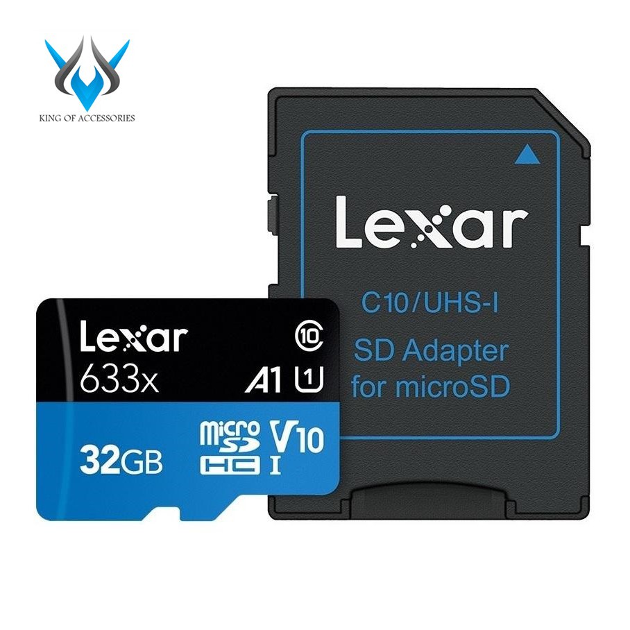 Thẻ Nhớ MicroSDHC Lexar 32GB 633x A1 V10 U1 95MB/s - kèm Adapter (Xanh)