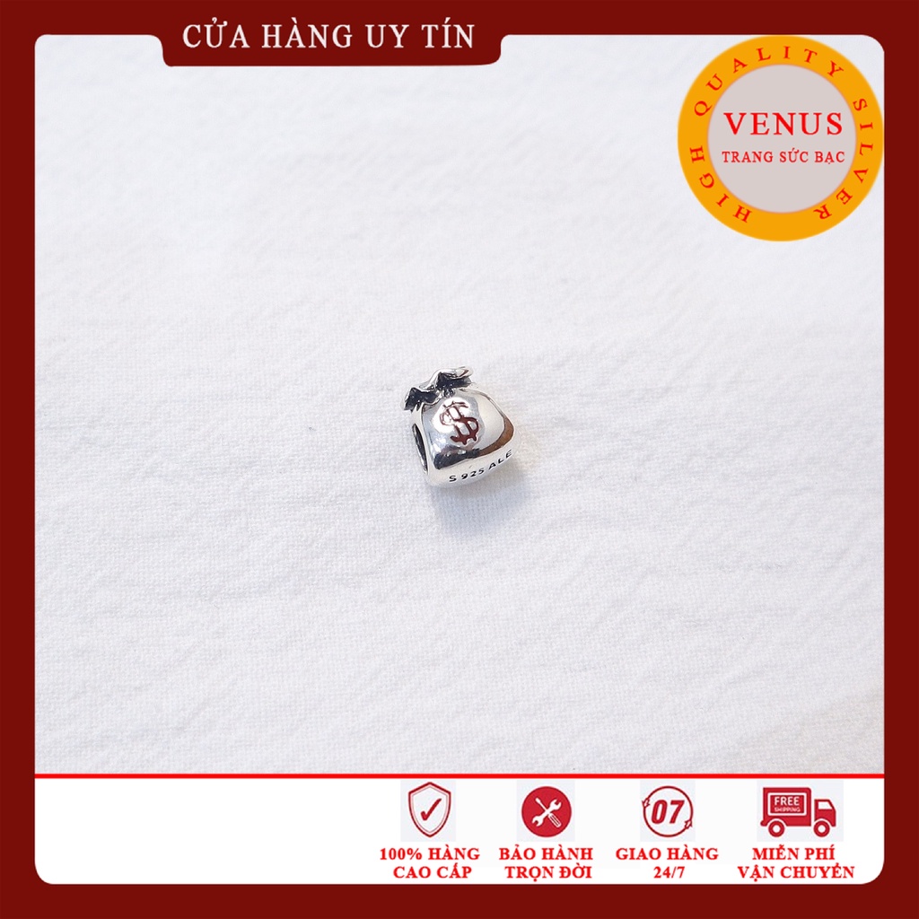 [Charm bạc 925 cao cấp] Charm bạc cầu chấm bi, túi tiền đỏ- Mã sản phẩm VENUSS13