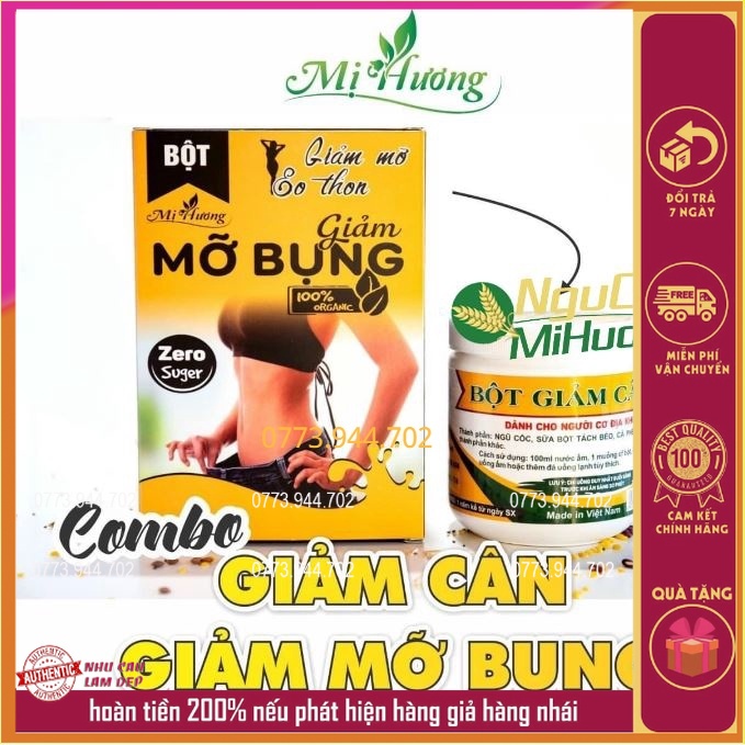 (Ship Hỏa Tốc) Bộ Đôi Bột Ngũ Cốc Mị Hương Giảm Cân và Tan Mỡ (Tặng Thước Dây và Bình Nước)