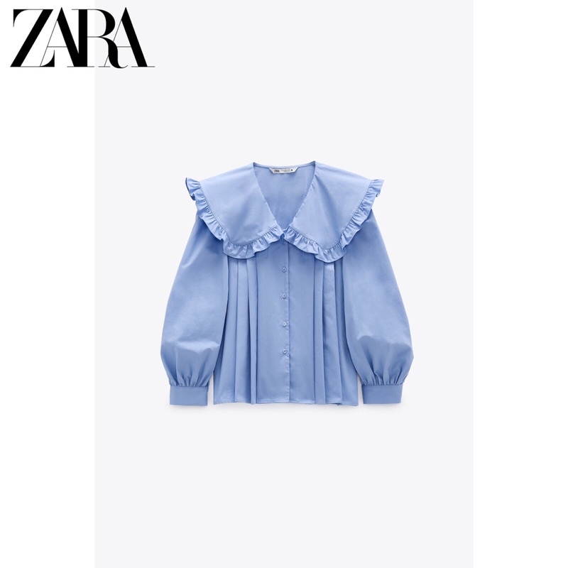 Áo sơ mi xanh cổ bèo