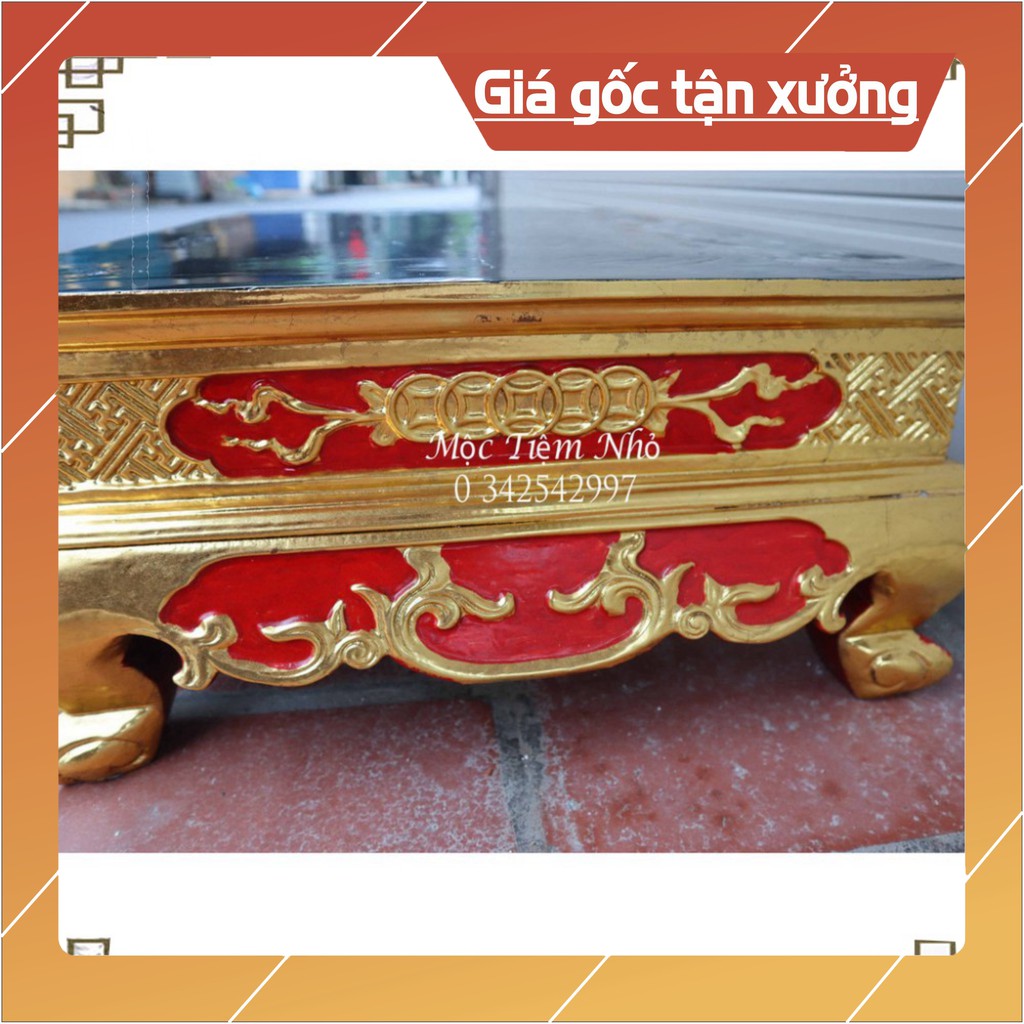 GIÁ GỐC  Bàn mâm xà kê đồ thờ cúng sơn son thếp vàng gỗ mít cao 23cm mặt to