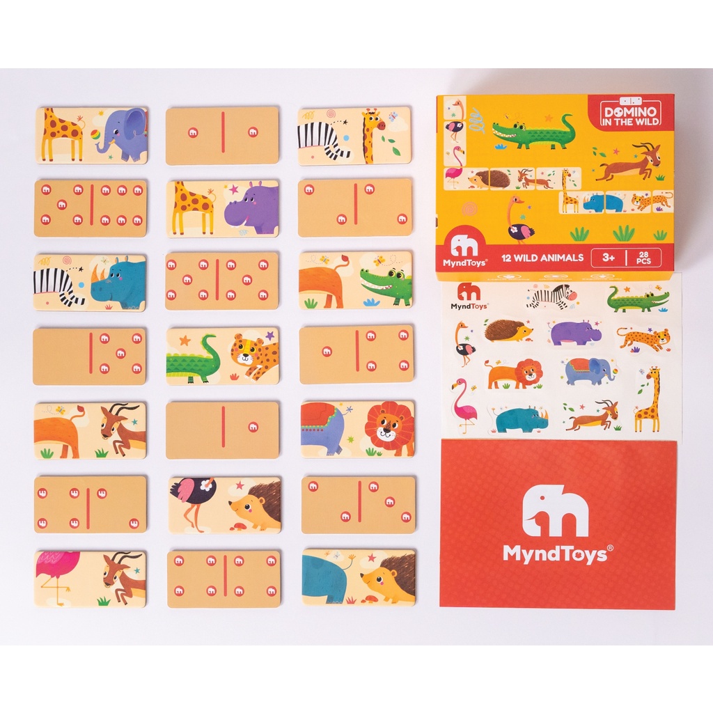 Đồ Chơi Giáo Dục Xếp Hình Myndtoys Boardgame Domino Wild Animals Dành Cho Các Bé Trên 4 Tuổi - BỐ KHỦNG LONG