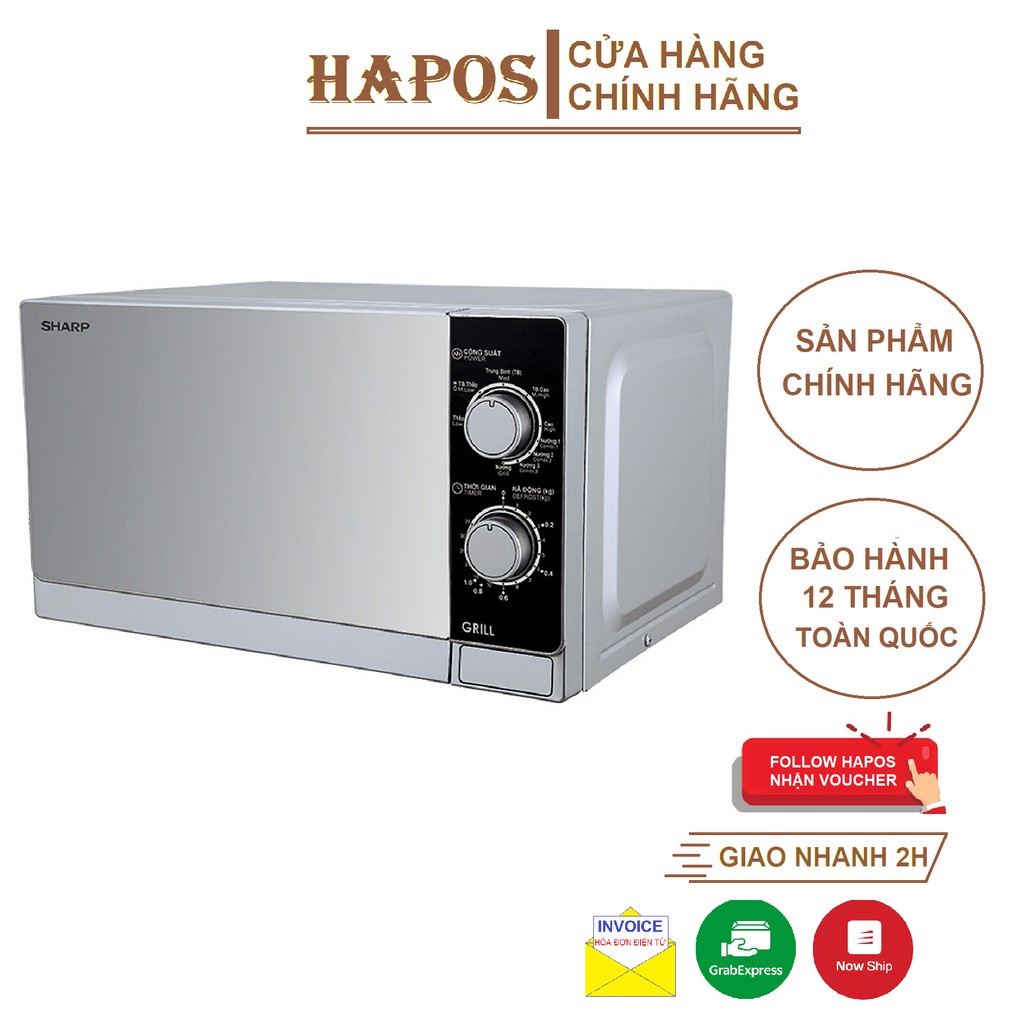 Lò Vi Sóng Có Nướng Sharp R-G223VN-SM 20 Lít - Hàng chính hãng