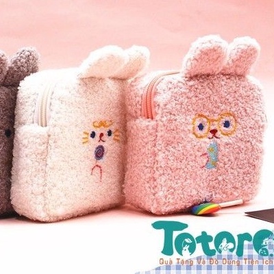 Túi đựng đồ lông xù Gấu Thỏ Milkjoy ăn kẹo - Milkjoy ôm gấu bông - Milkjoy lông dài