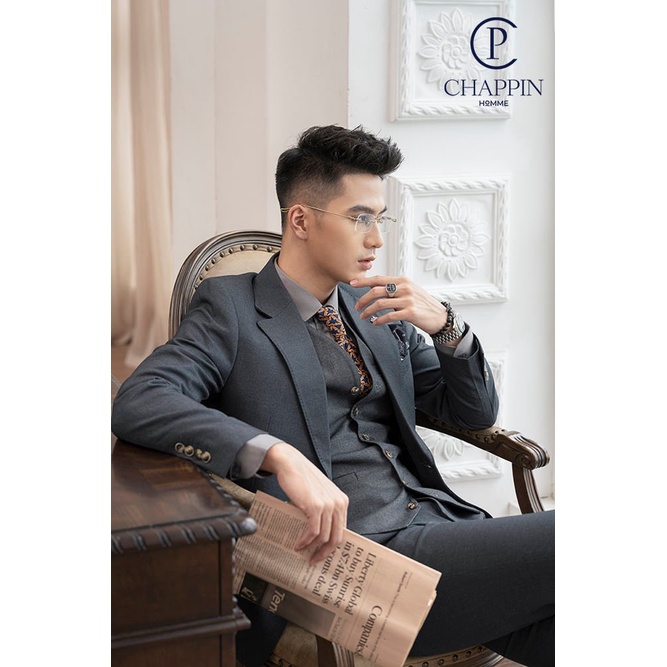 Bộ Vest Comlê màu xám 2 cúc from dáng lịch sự, lịch lãm, sang trọng