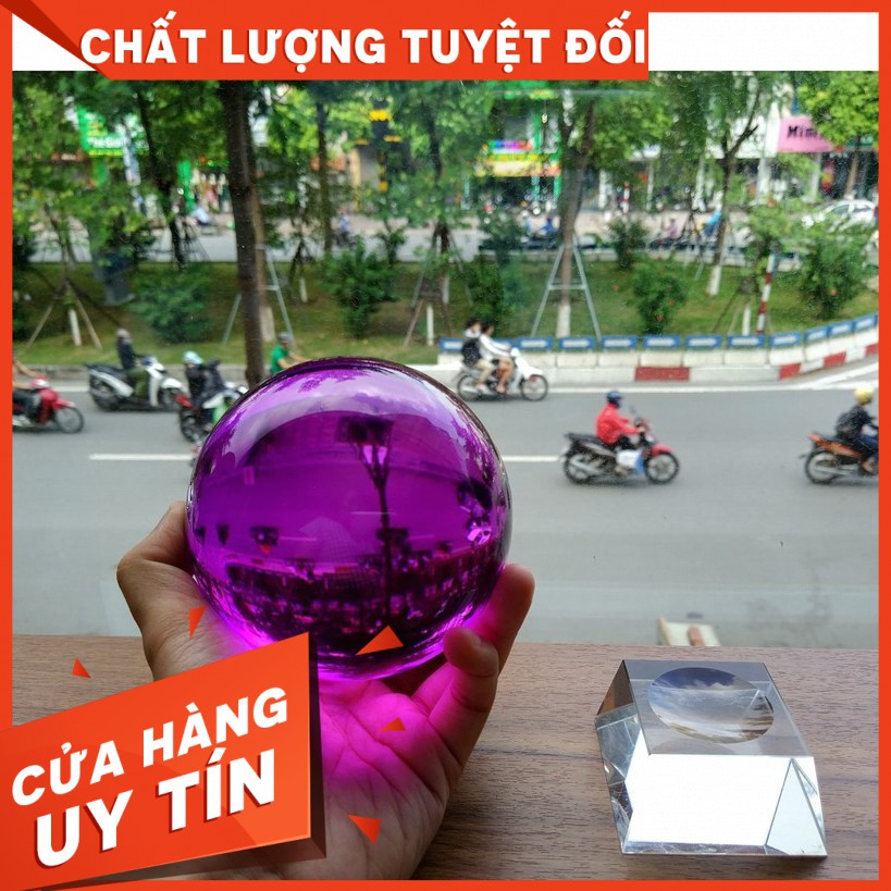 Quả cầu phong thủy pha lê màu tím hợp mệnh thổ, mệnh hỏa cao cấp