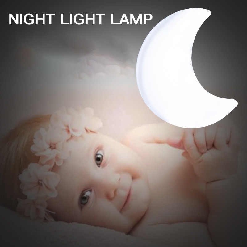 Đèn ngủ XIAODUOJIAJU cảm biến ánh sáng hình mặt trăng tiết kiệm năng lượng cho bé