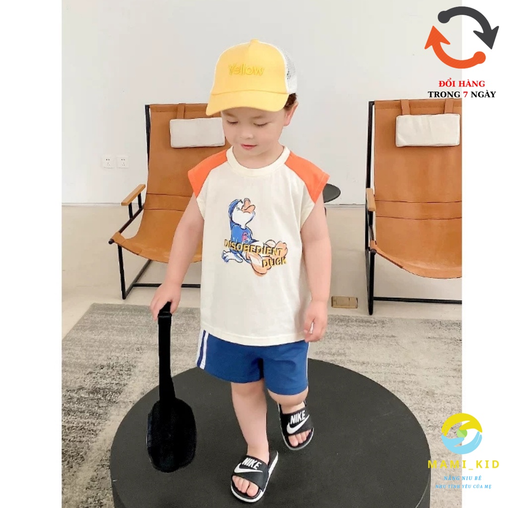 quần short bé trai phối sọc thể thao sành điệu 100% cotton đẹp, mamikid