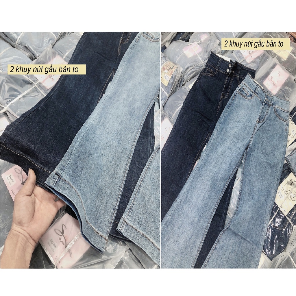 Quần jeans ống pass loe dài 2 khuy nút QJ6301
