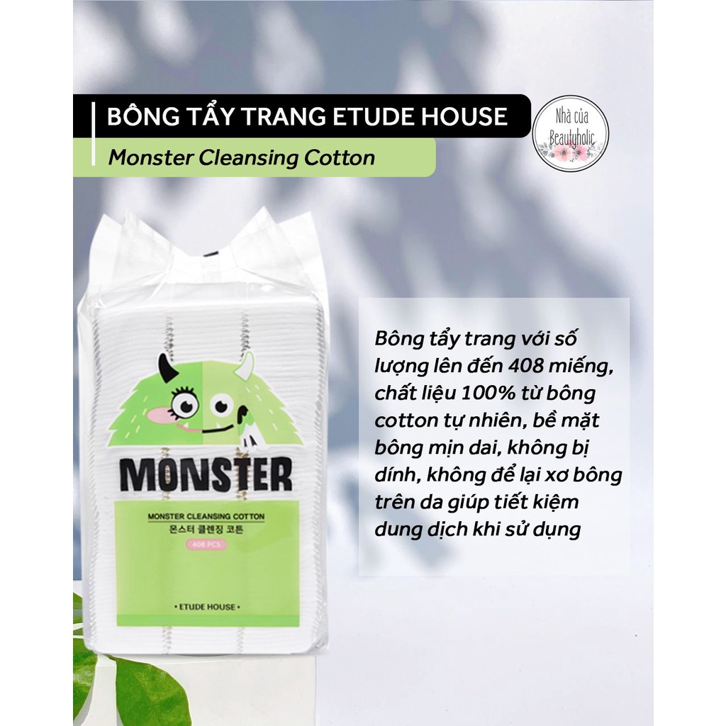 Bông tẩy trang ETUDE HOUSE MONSTER CLEANSING COTTON (408 miếng)