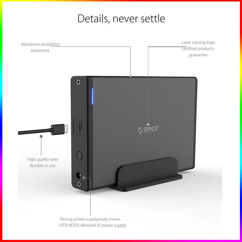 Ổ Cứng Di Động Orico7688C3-Bk3.5 Inch Type-C 220v Tiêu Chuẩn Châu Âu