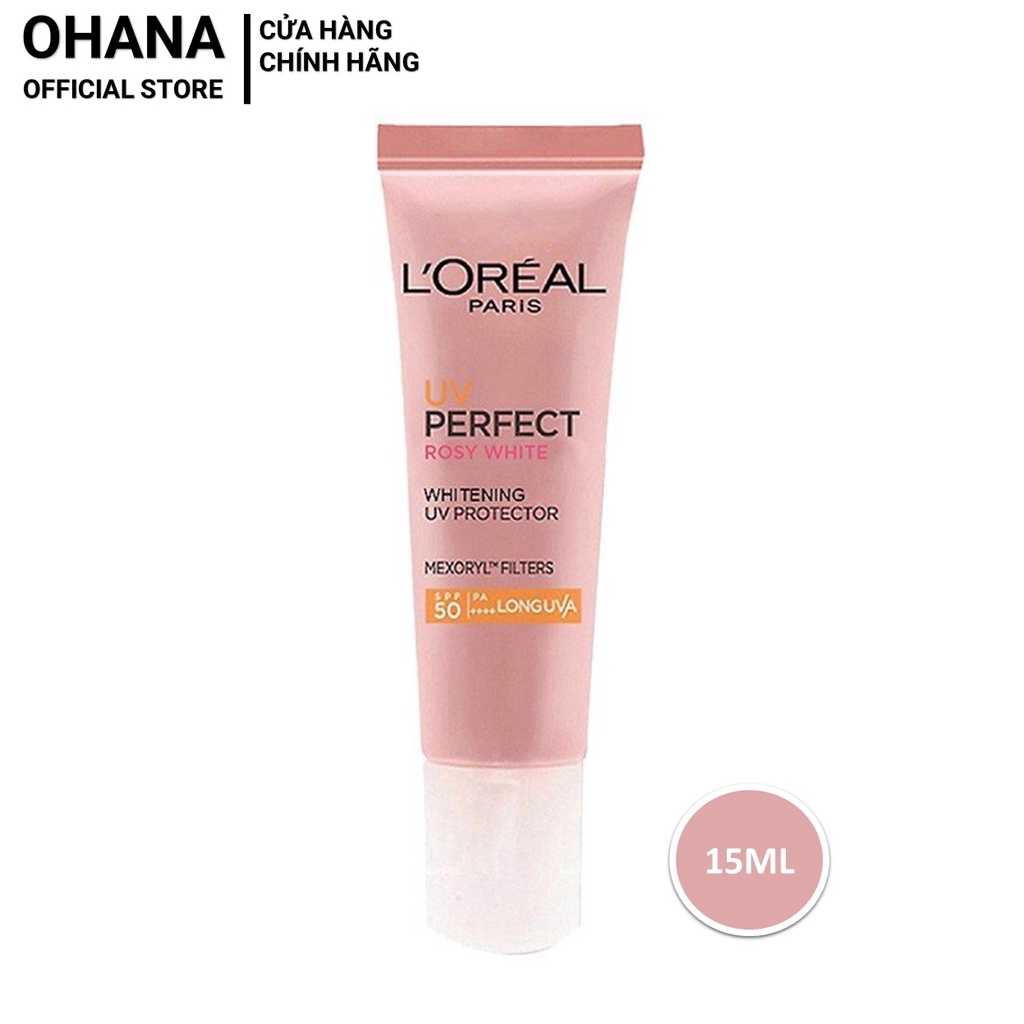 Kem Chống Nắng Dưỡng Trắng Tức Thì L'Oreal Paris UV Perfect Rosy/Instant White SPF50+ PA++++ 15ml (Hồng)