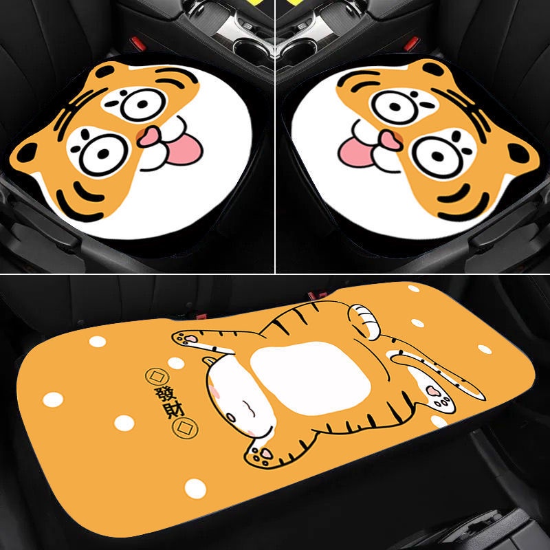 Bộ Đệm Lót Ghế Ngồi Xe Hơi Phủ Lông Xù Kiểu Hoạt Hình Dễ Thương Chống Trượt Tiện Dụng
