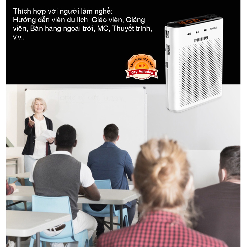 Mic trợ giảng Hàng hiệu Philips UHF kiêm Loa Bluetooth cho Giáo viên MC