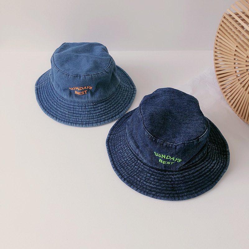 Nón Tai Bèo Denim Thêu Chữ Phong Cách Nhật Bản Xinh Xắn Dành Cho Trẻ