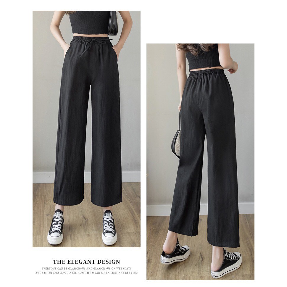 Quần dài nữ ống rộng suông Culottes vãi đũi xước cực thoáng mát hottren DONNAGIRLS QO04