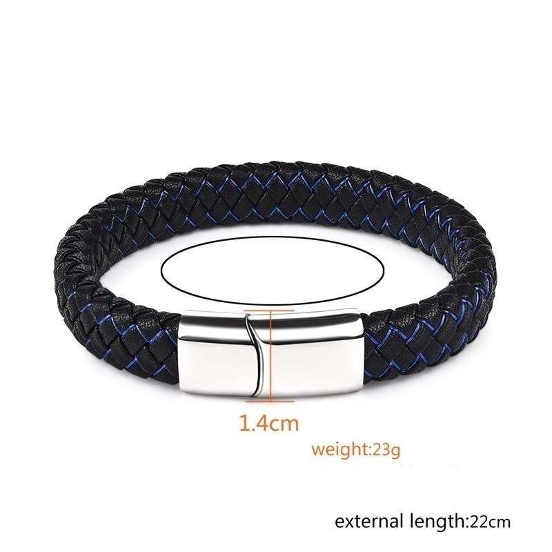 Vòng tay da bện phong cách punk nhiều màu tùy chọn cho nam