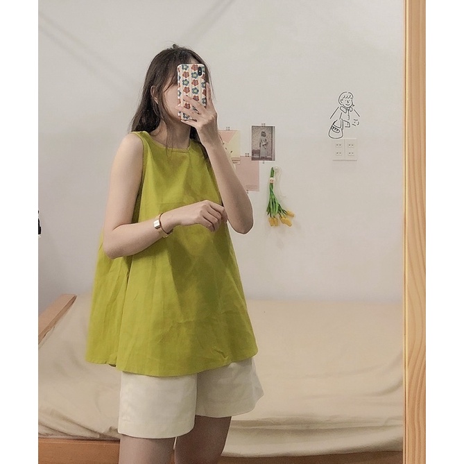 MYD. - Áo Linen Thiết Kế Phối Cúc Sau Lưng