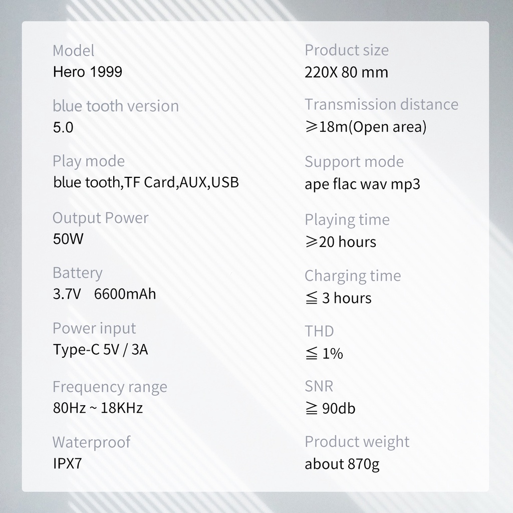 Loa ngoài trời XDOBO HERO 1999 - Người chủ tịch bảo hộ nước IPX7, phát nhạc đến 20 giờ, công suất 50W, pin 6600mAh.