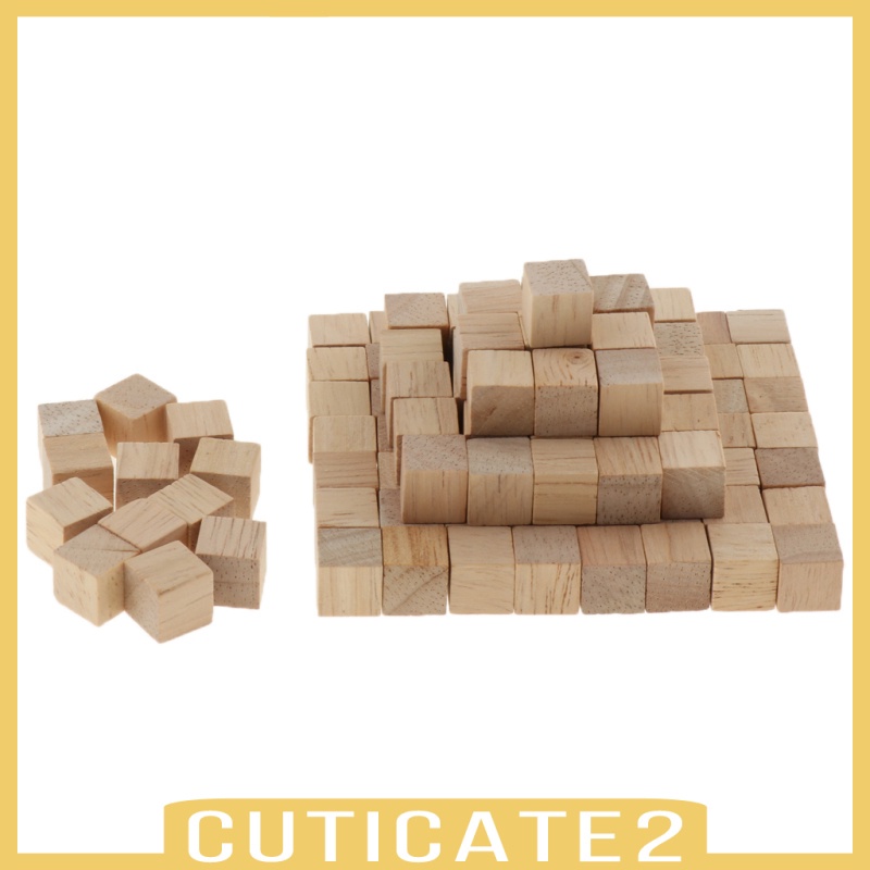 Set 2 / 100 Khối Gỗ Vuông Đồ Chơi Tự Nhiên Trang Trí Nhà Cửa