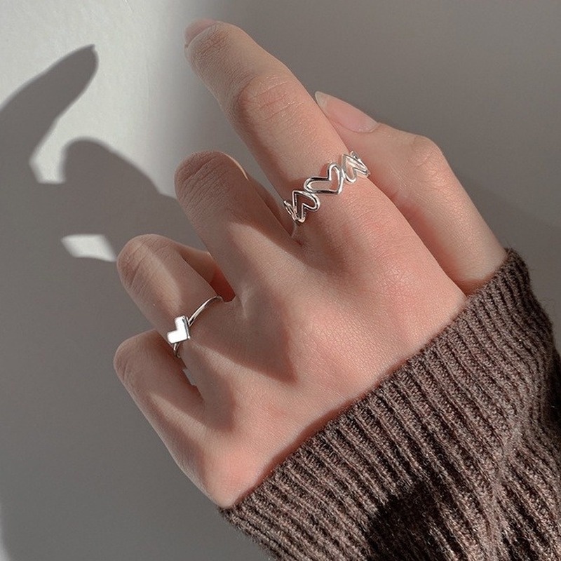 Nhẫn thiết kế kiểu hở hình trái tim thời trang sang trọng 211016