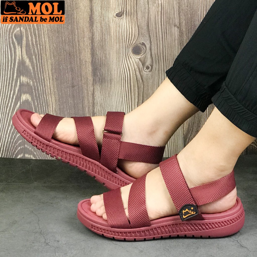 Giày sandal couple nam nữ quai ngang siêu nhẹ có quai hậu cố định cho cặp đôi mang đi học đi biển du lịch hiệu MOL MS2R2
