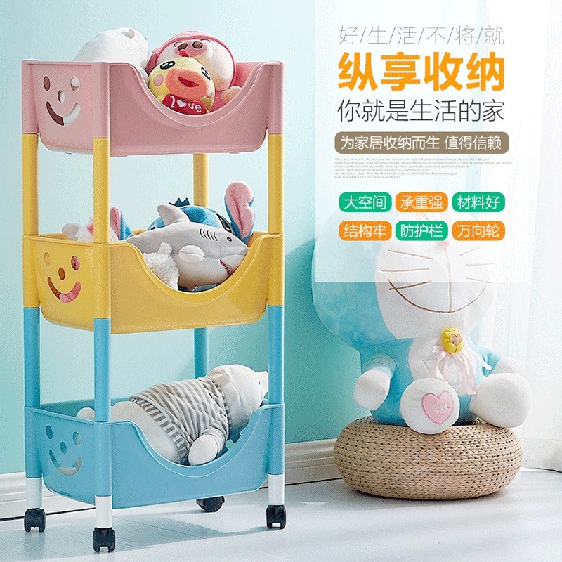 [FREESHIP EXTRA] Kệ đựng đồ chơi 3 tầng tiện dụng cho bé, chất liệu nhựa bền đẹp, có bánh xe!!!