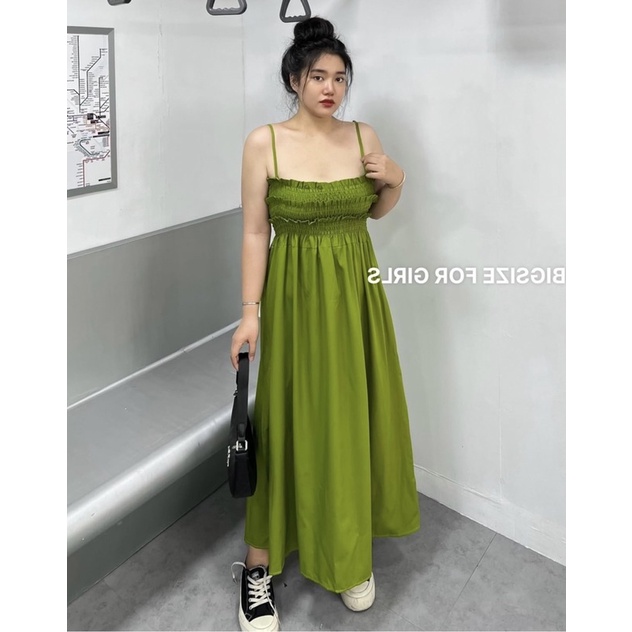 BIGSIZETIX Đầm maxi 2 dây dáng dài mặc được 2 kiểu 50-90kg mẫu chụp thật 1000%