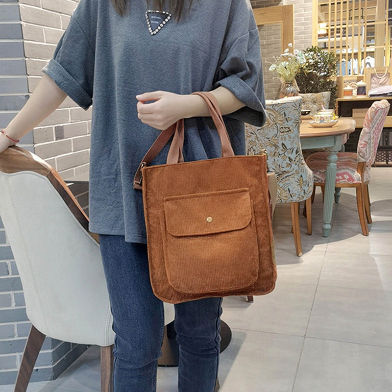 Túi Tote Đeo Vai / Xách Tay Bằng Vải Nhung Mềm Mại Kích Thước Lớn