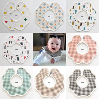 Yếm Tròn, Yếm Cánh Hoa ăn dặm vải cotton cho bé Bunnie Blosom Hàn Quốc 0M+